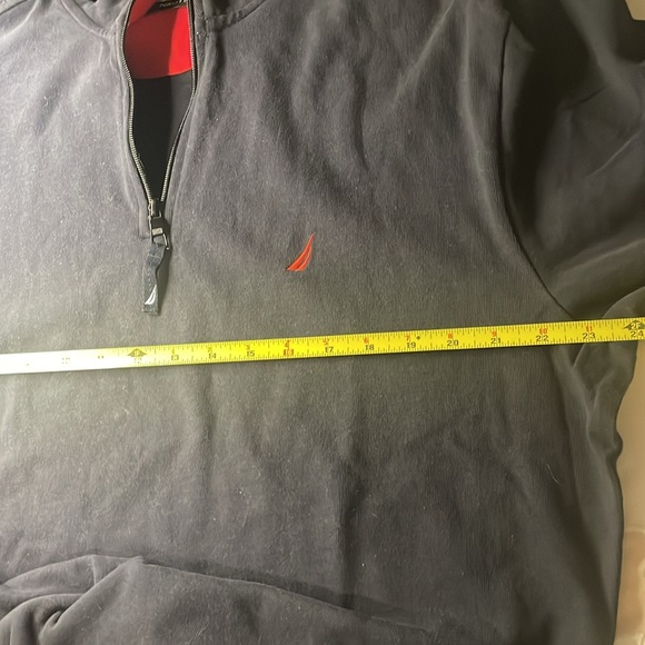 Nautica Men's Black Quarter-Zip Pullover with Red Logo - Picture 4 of 7